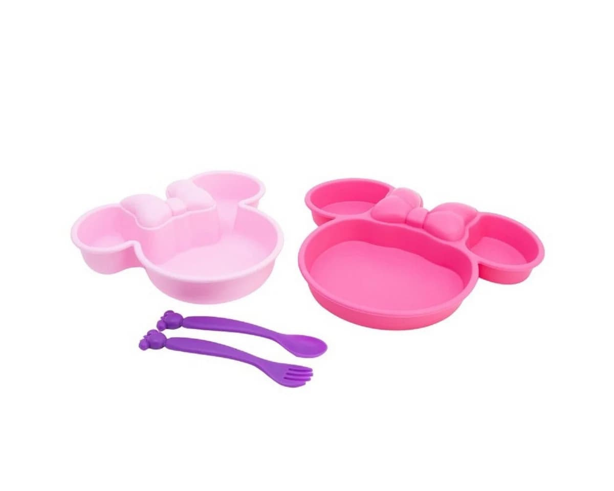 Disney Minnie Mouse Kindergeschirr-Set 4-teilig Teller Schale Besteck - Bild 2