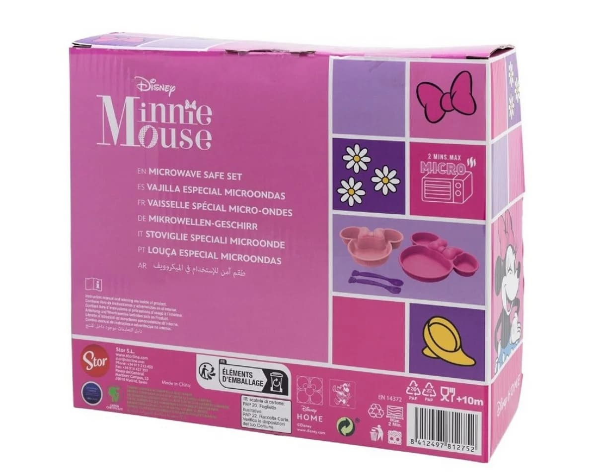 Disney Minnie Mouse Kindergeschirr-Set 4-teilig Teller Schale Besteck - Bild 3