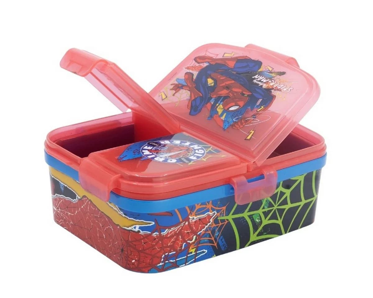 Stor Lunchbox Spiderman Kinder Brotdose XL Rot 3 Fächer - Bild 2
