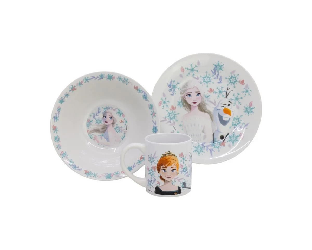 Disney Frozen Kindergeschirr-Set 3-teilig Keramik Teller Schale Becher - Bild 2