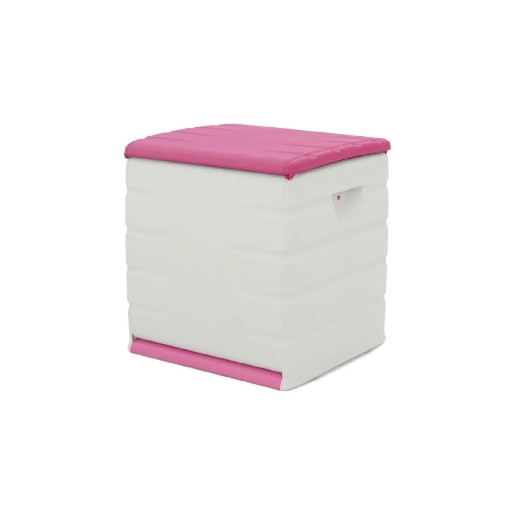 PLASTIKEN Abschließbare Kunststofftruhe mit Rollen 190 l Beige Fuchsia