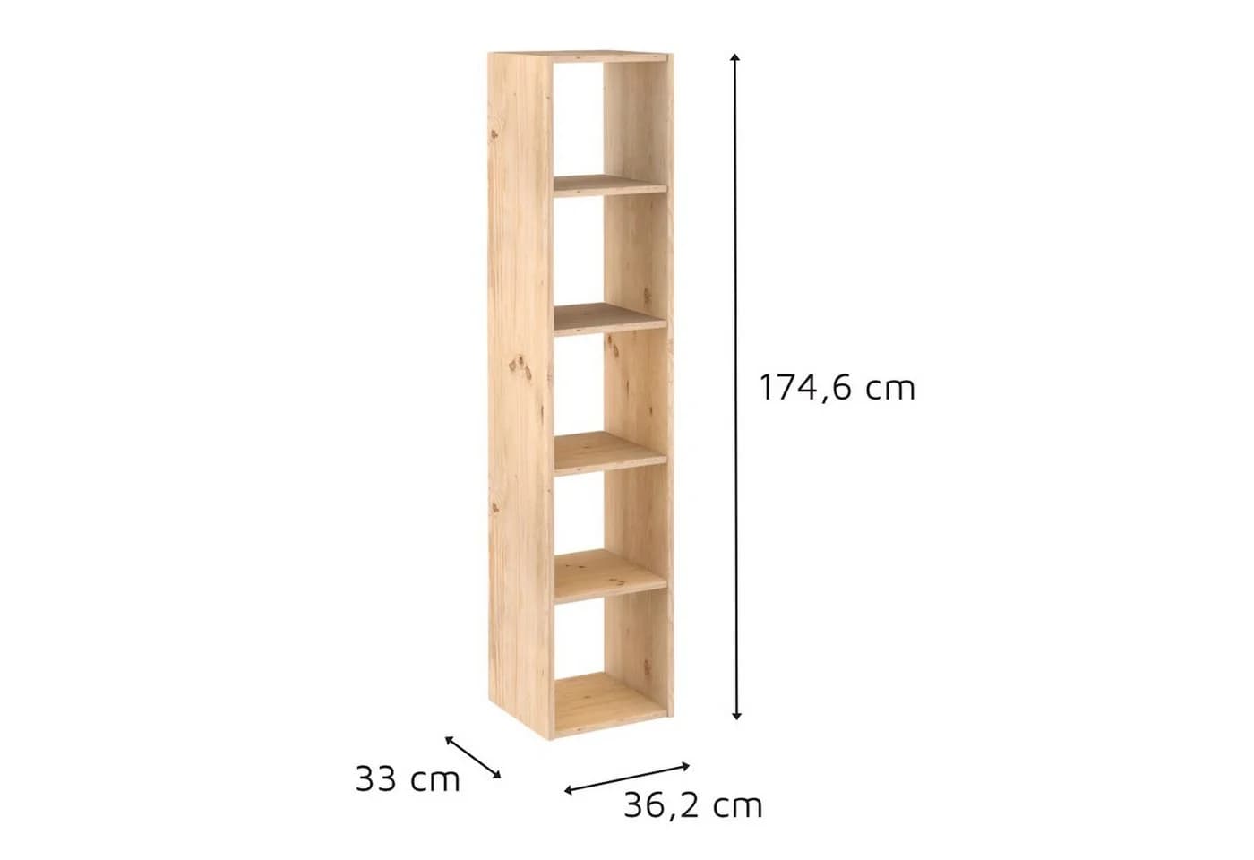 Astigarraga Kit Line Standregal Vollholz 5er Würfelmodul Kiefer unbehandelt - Bild 3