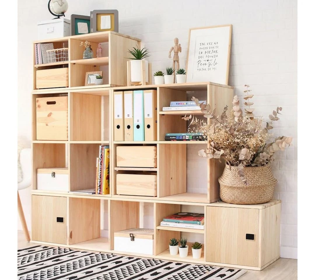 Astigarraga Kit Line Dinamic Würfelregal aus unbehandeltem Vollholz mit Zwischenboden - Bild 4