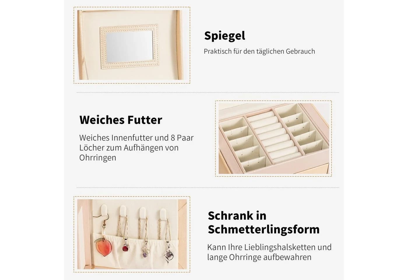 AdelDream Mini-Schmuckkästchen 3 Ebenen 2 Schubladen Rosa - Bild 4