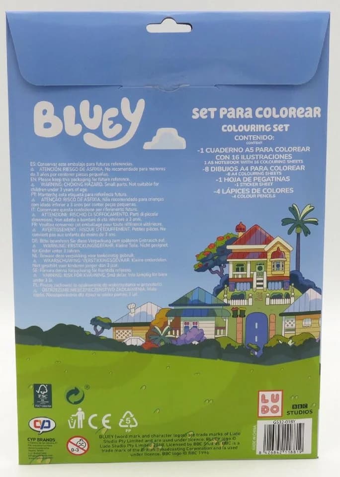 Bluey Malbuch Ausmalset 2 Bücher A4 A5 mit 32 Motiven und Buntstiften - Bild 5