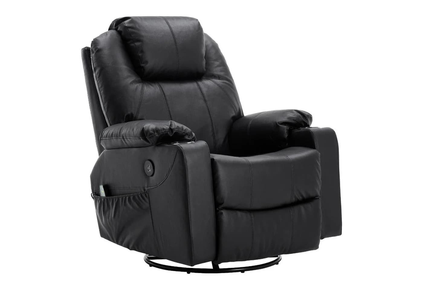 MCombo Relaxsessel 7050 mit Massage, Heizung & 360° Drehfunktion - Schwarz - Bild 2