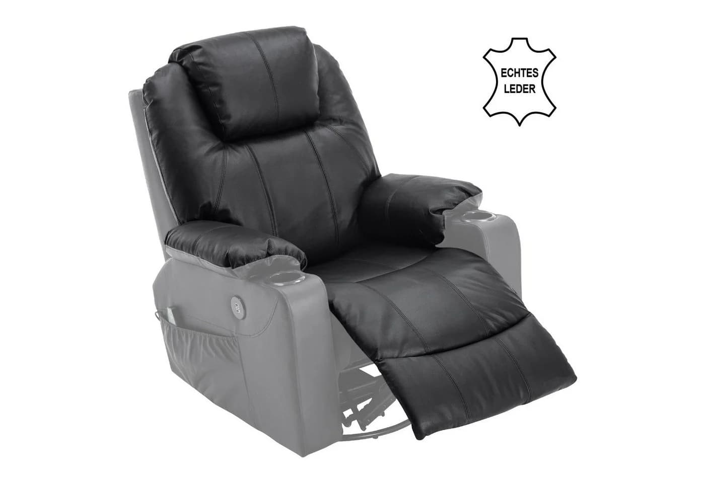 MCombo Relaxsessel 7050 mit Massage, Heizung & 360° Drehfunktion - Schwarz - Bild 3