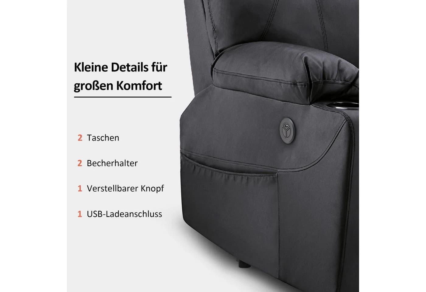 MCombo Elektrischer Relaxsessel 7040 mit Aufstehhilfe und Heizfunktion - Bild 5