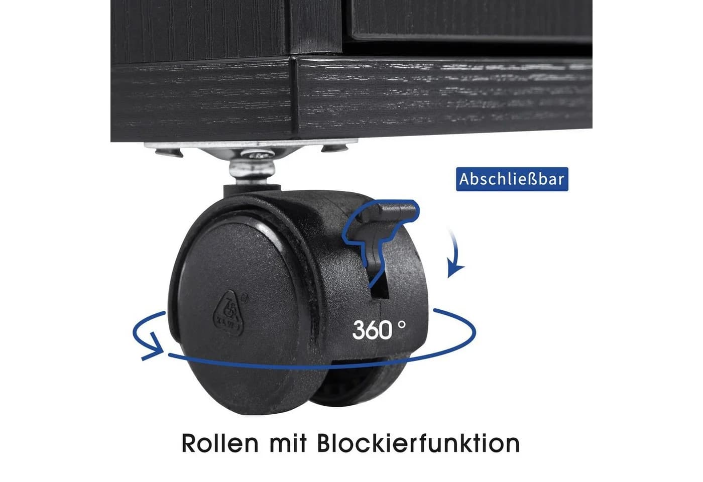 Barberpub Rollwagen Schwarz Melaminplatte mit Schubfach - Bild 5