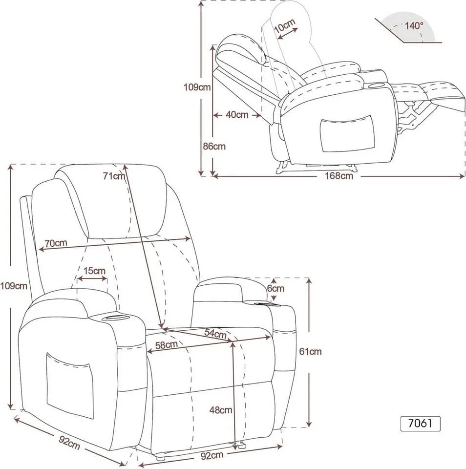 MCombo Elektrischer Relaxsessel 7061 mit Massagefunktion Grau - Bild 3
