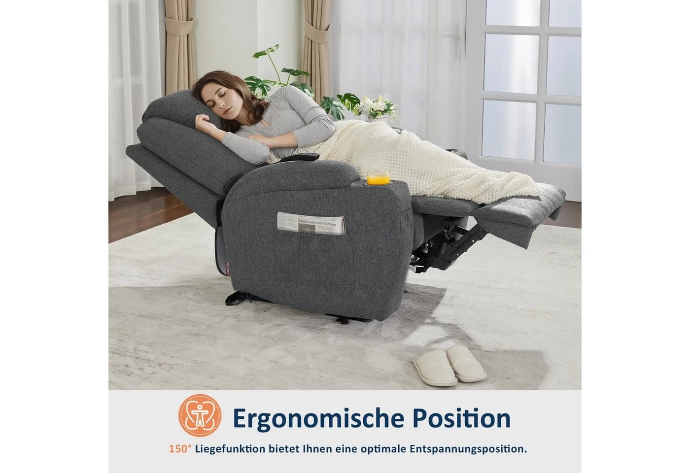 MCombo Elektrischer Relaxsessel 7061 mit Massagefunktion Grau - Bild 4