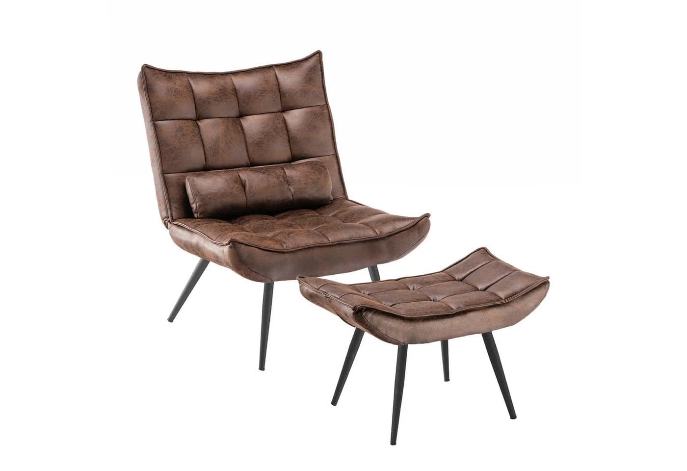 MCombo Relaxsessel mit Hocker Grau/Braun Mikrofaser - Bild 2
