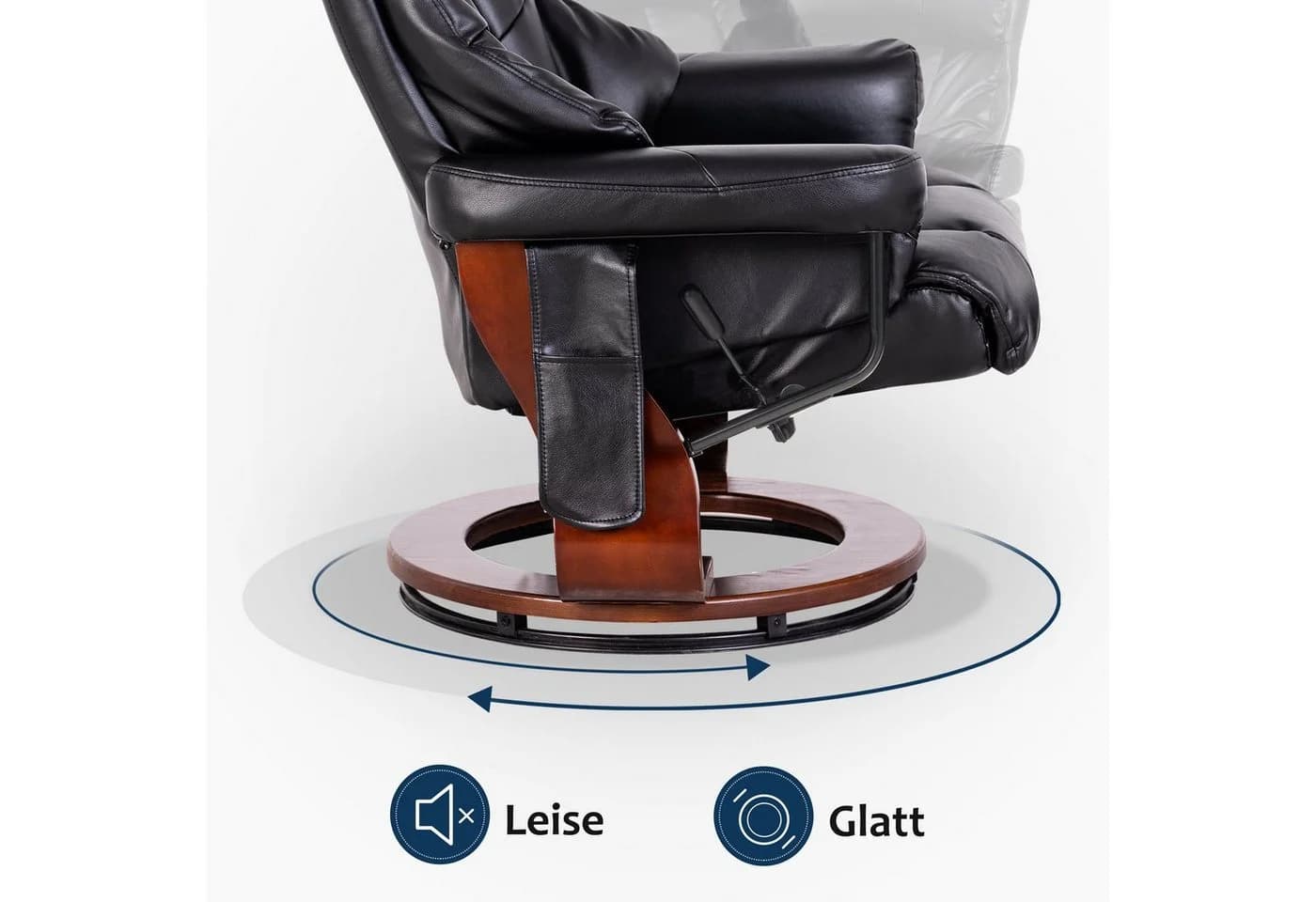 MCombo Relaxsessel 9068 mit Hocker 360° drehbar Schwarz - Bild 5