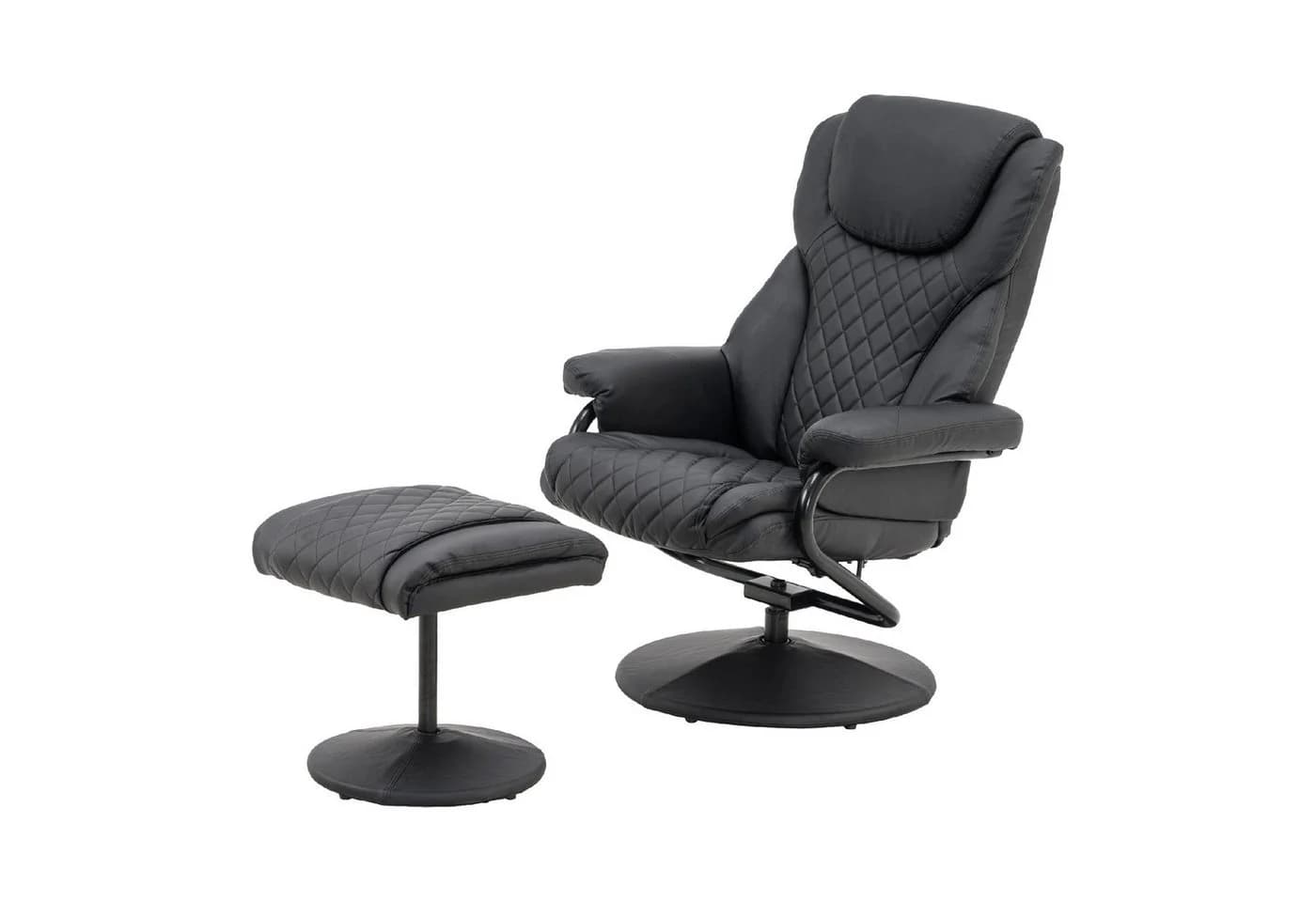 MCombo TV-Sessel 9022 Schwarz mit Hocker 360° drehbar Relaxsessel - Bild 2
