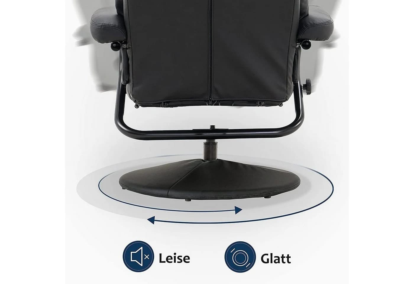 MCombo TV-Sessel 9022 Schwarz mit Hocker 360° drehbar Relaxsessel - Bild 3