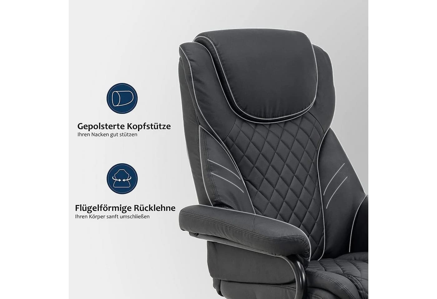 MCombo TV-Sessel 9022 Schwarz mit Hocker 360° drehbar Relaxsessel - Bild 4