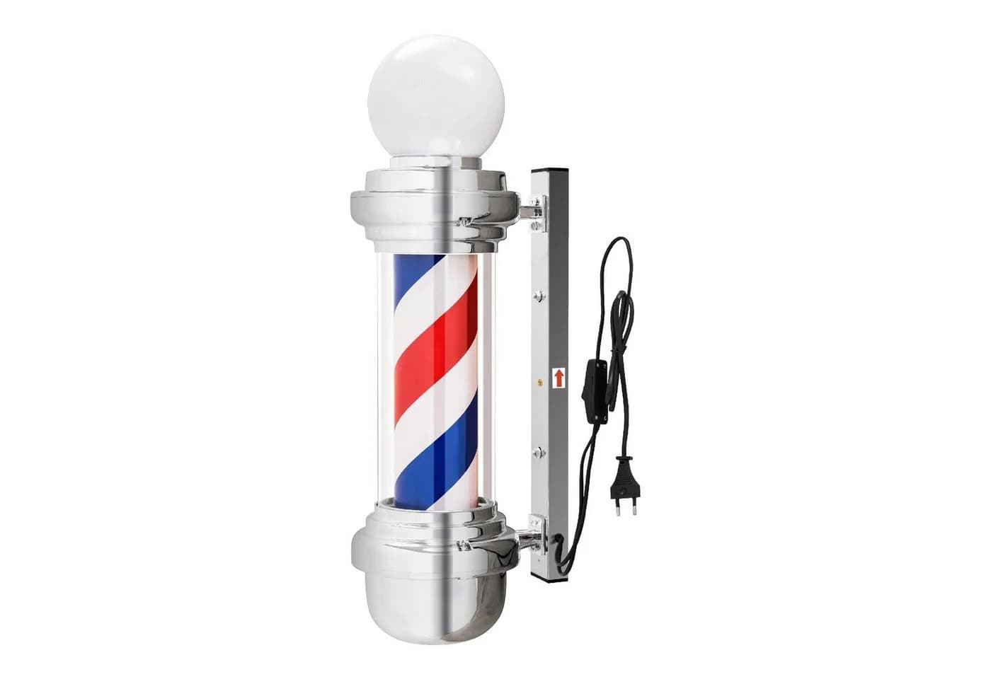 Barberpub Außen-Stehlampe Barber-Pole Barbierstab L018B LED wechselbar mit LED-Kugelleuchte