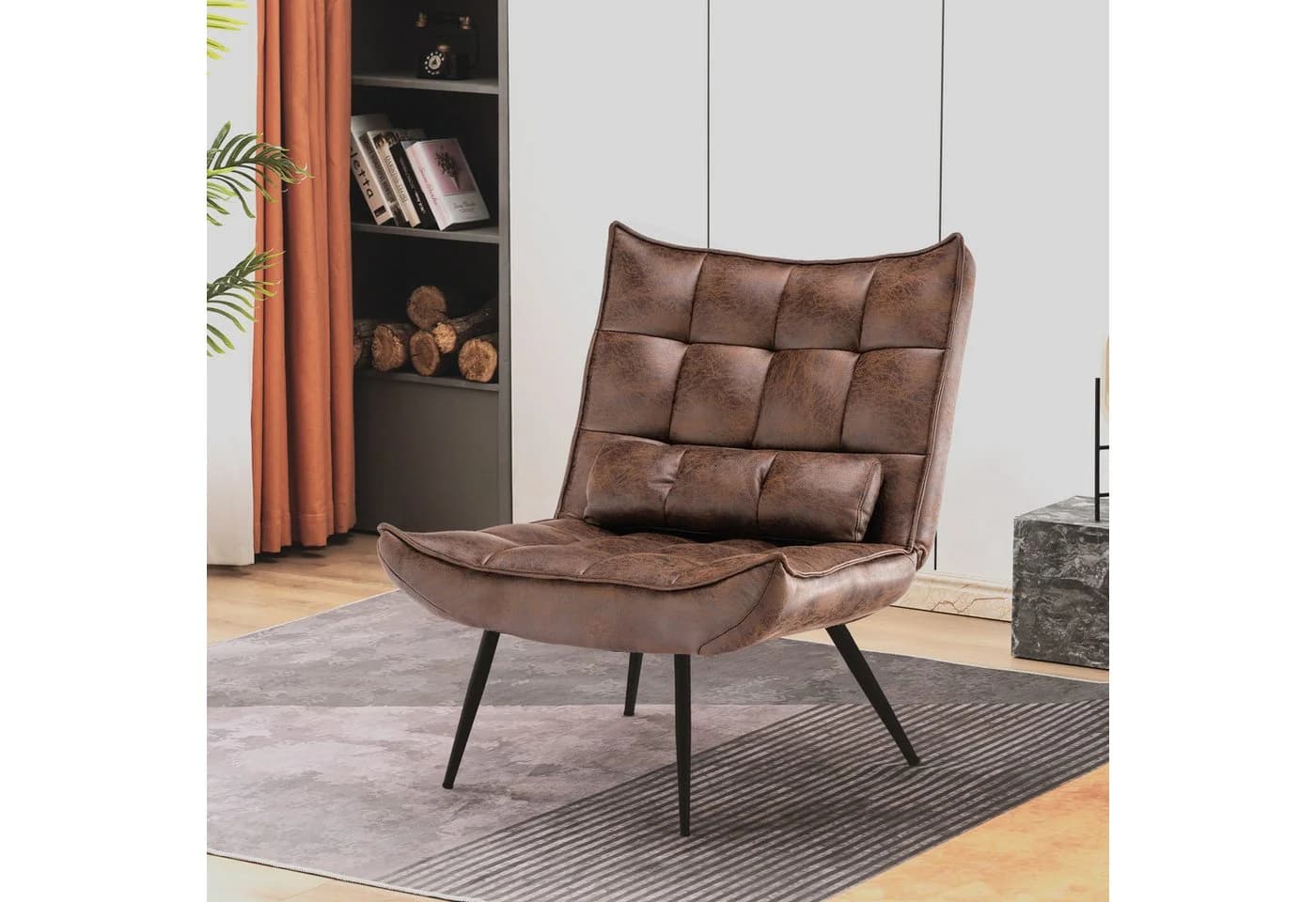 MCombo Relaxsessel mit Hocker Grau/Braun Mikrofaser Kunstleder