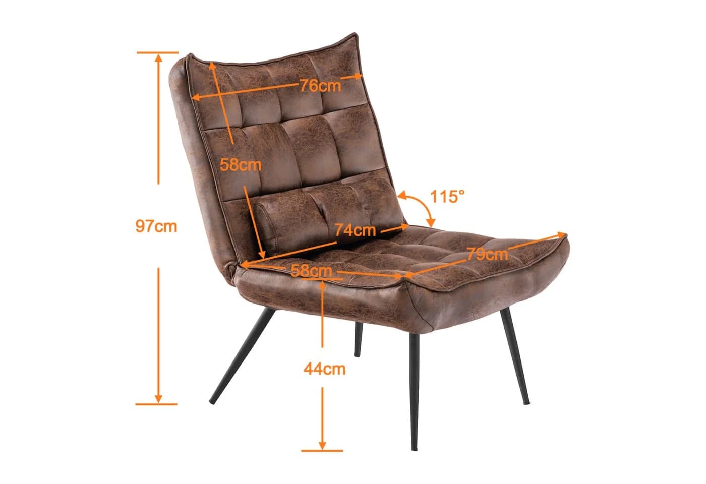 MCombo Relaxsessel mit Hocker Grau/Braun Mikrofaser Kunstleder - Bild 3