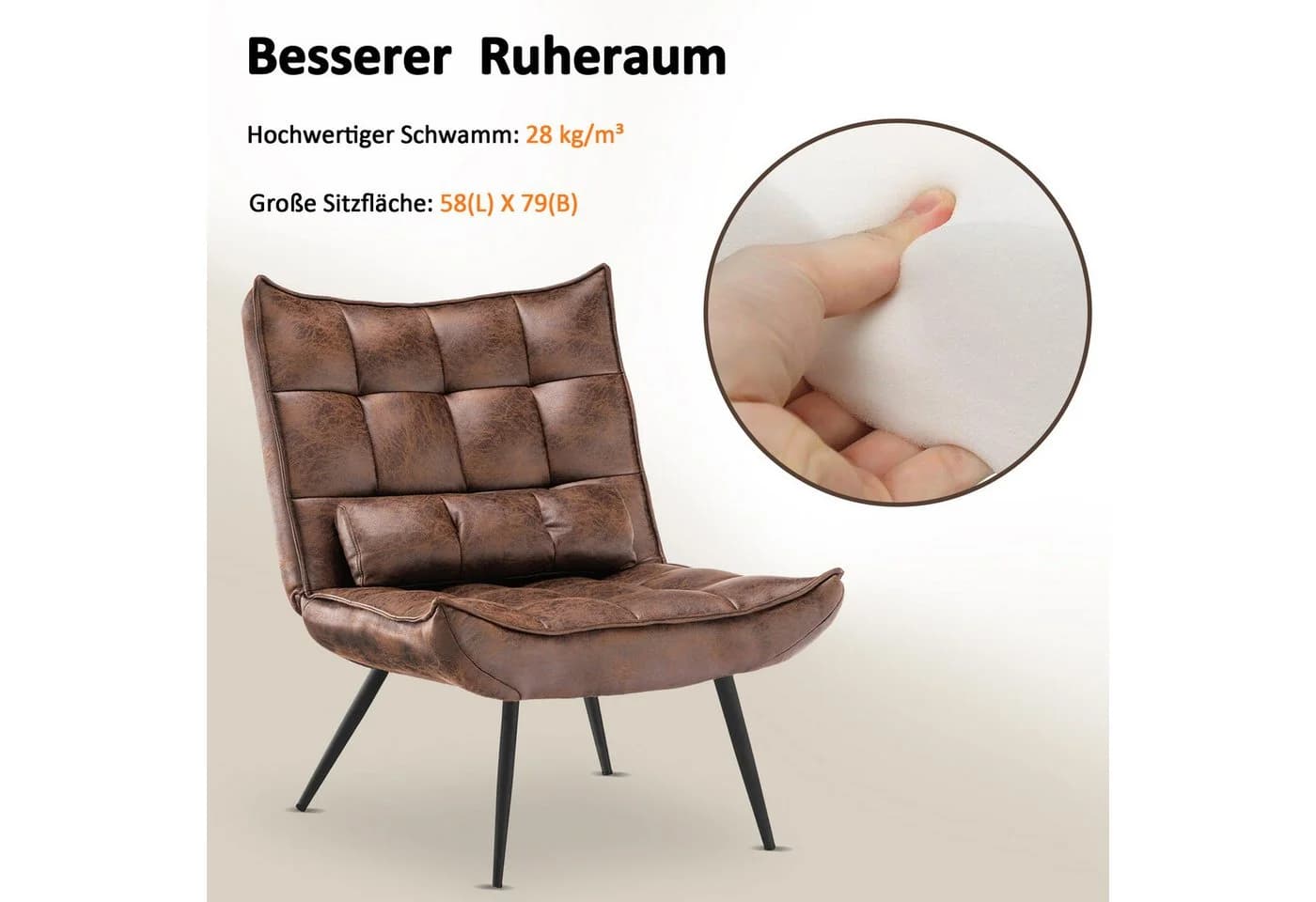MCombo Relaxsessel mit Hocker Grau/Braun Mikrofaser Kunstleder - Bild 4