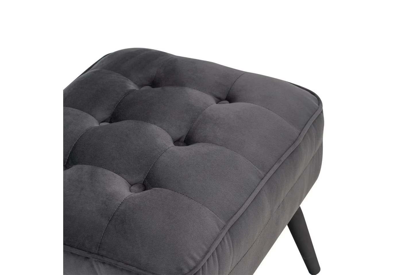 MCombo Ohrensessel Grau mit Hocker - Relaxsessel Polyestersamt