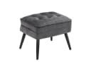 MCombo Ohrensessel Grau mit Hocker - Relaxsessel Polyestersamt Bild 2