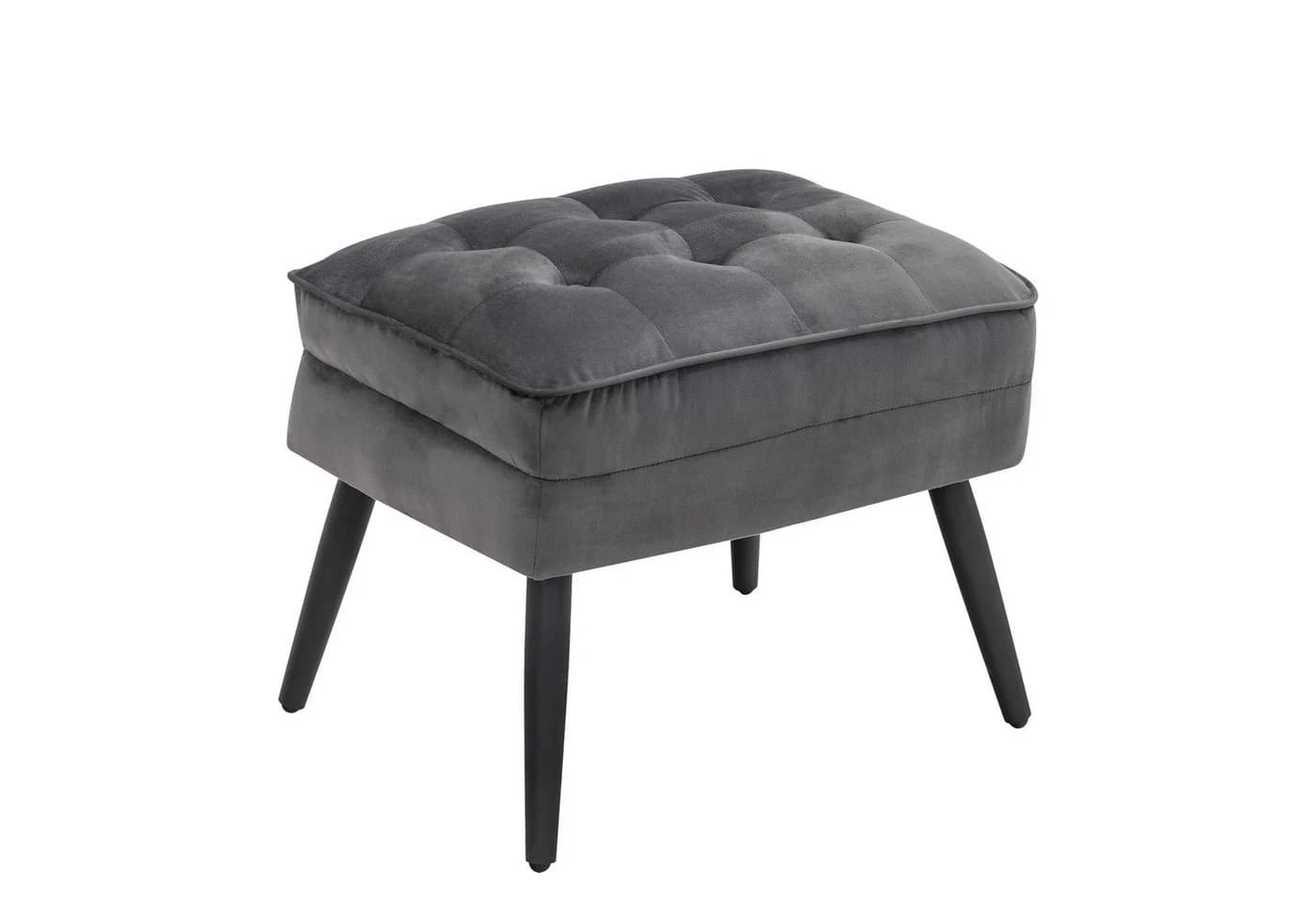 MCombo Ohrensessel Grau mit Hocker - Relaxsessel Polyestersamt - Bild 2