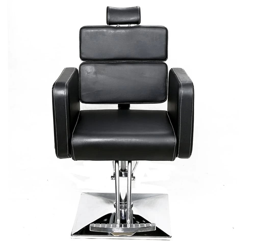 Barberpub Friseurstuhl Schwarz mit Kopfstütze Kippbar