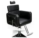Barberpub Friseurstuhl Schwarz mit Kopfstütze Kippbar Bild 2