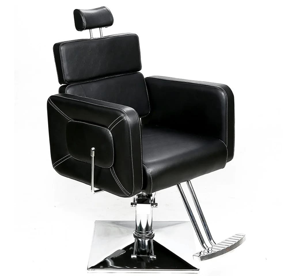 Barberpub Friseurstuhl Schwarz mit Kopfstütze Kippbar - Bild 2