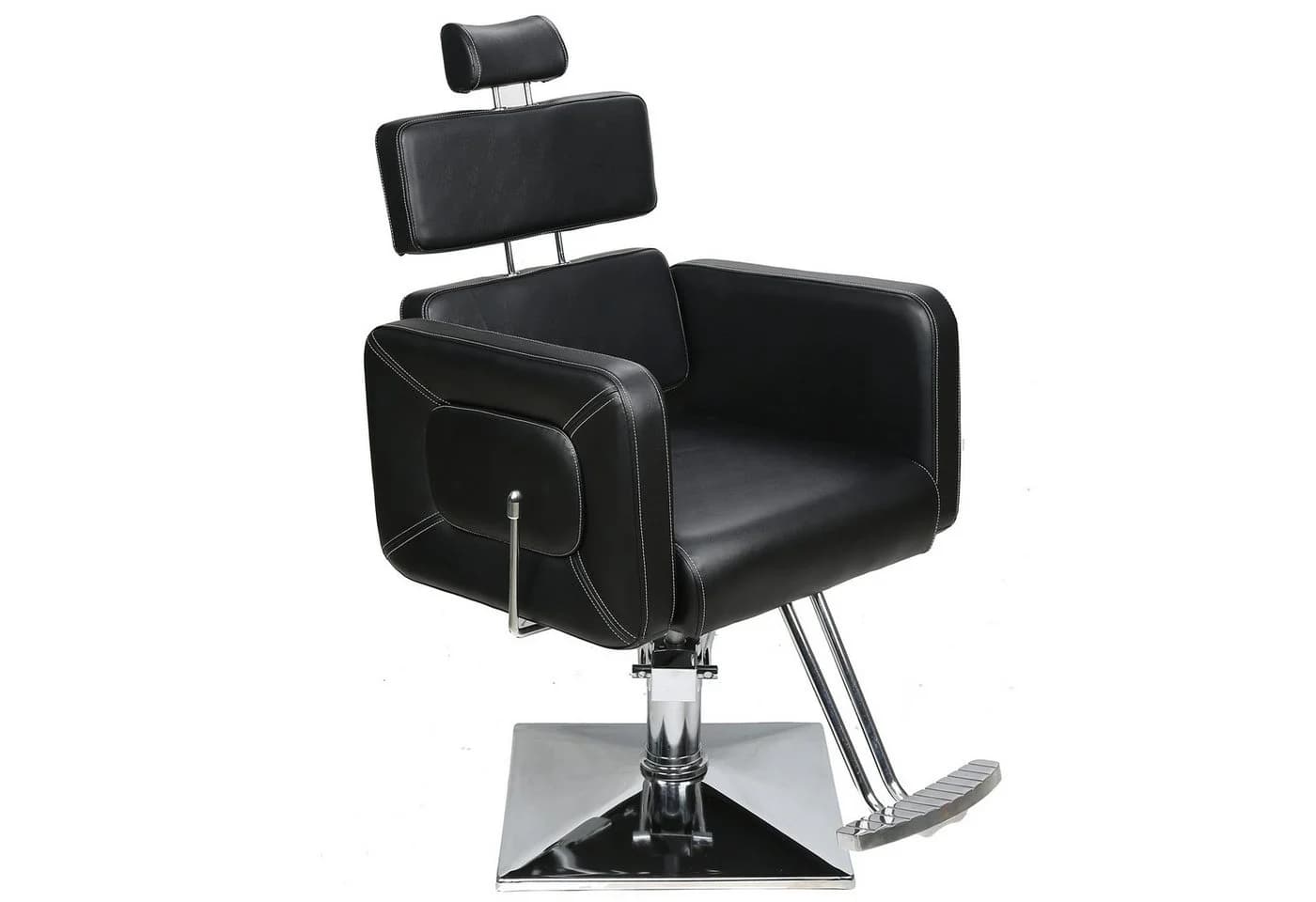 Barberpub Friseurstuhl Schwarz mit Kopfstütze Kippbar - Bild 3