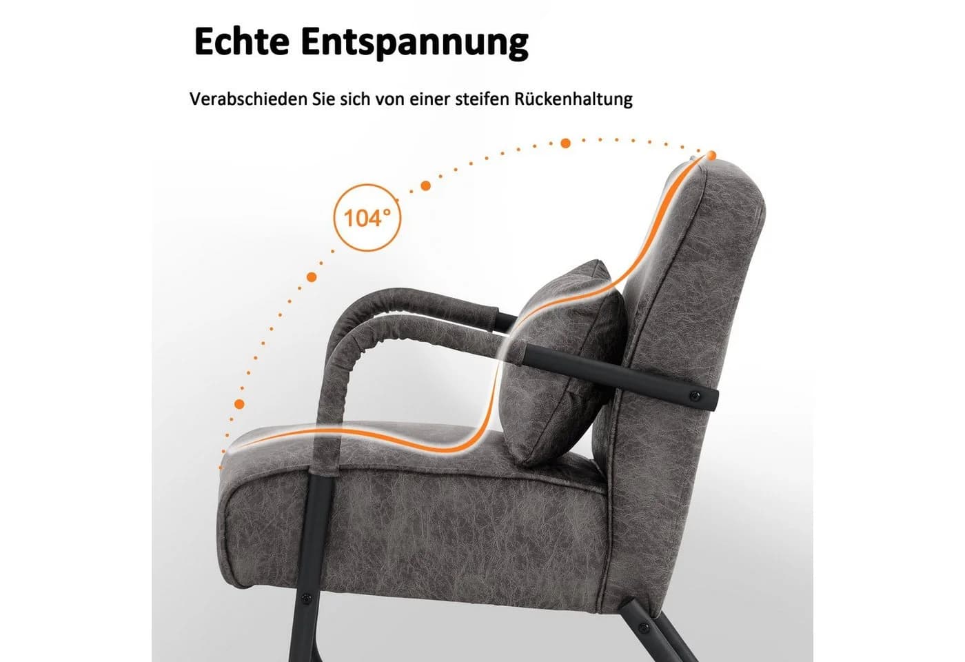 MCombo Relaxsessel mit Hocker Retro Mikrofaser grau/braun