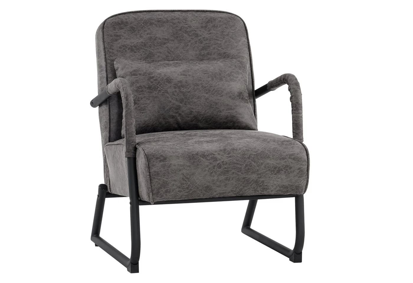 MCombo Relaxsessel mit Hocker Retro Mikrofaser grau/braun - Bild 2