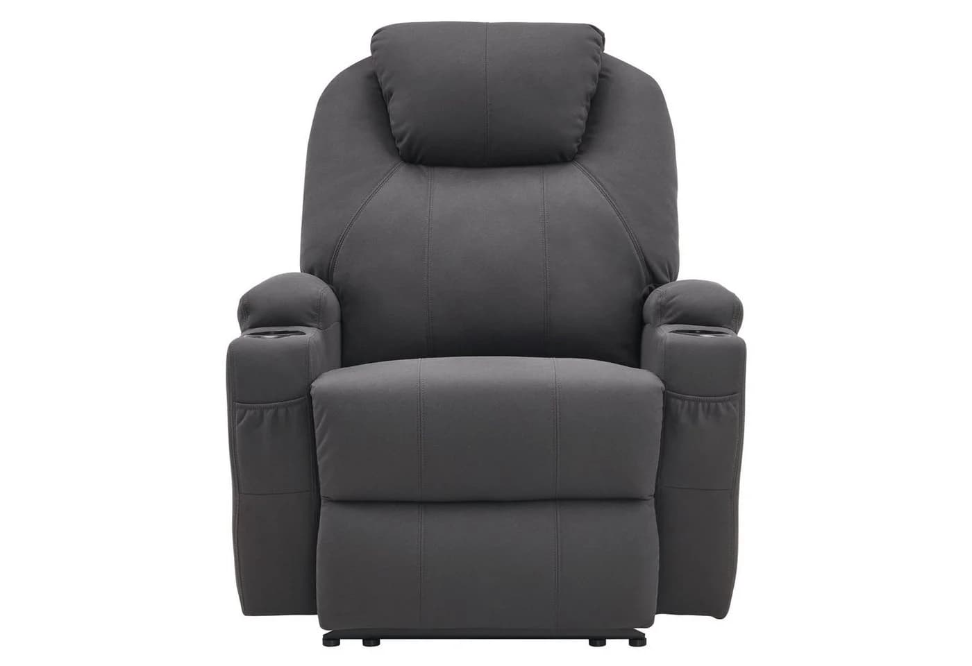 MCombo Elektrischer Relaxsessel mit Massagefunktion Grau Mikrofaser