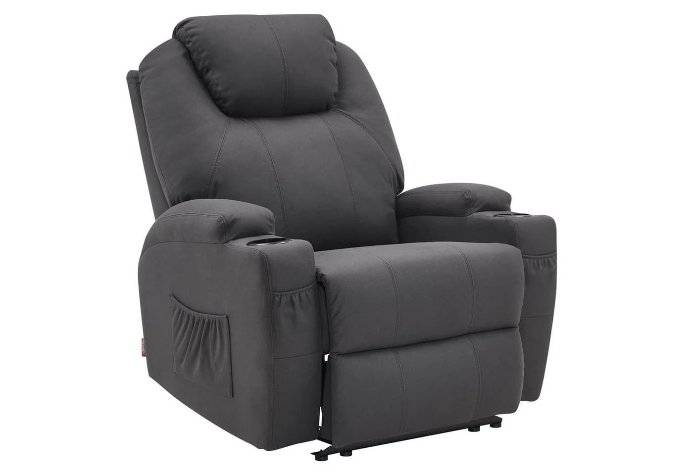 MCombo Elektrischer Relaxsessel mit Massagefunktion Grau Mikrofaser - Bild 2