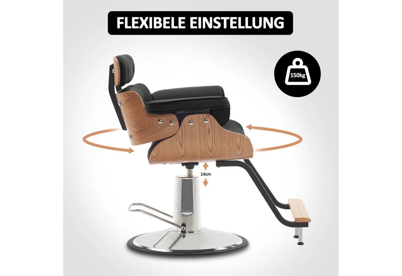 Barberpub Friseurstuhl Retro Kunstleder Höhenverstellbar Schwarz