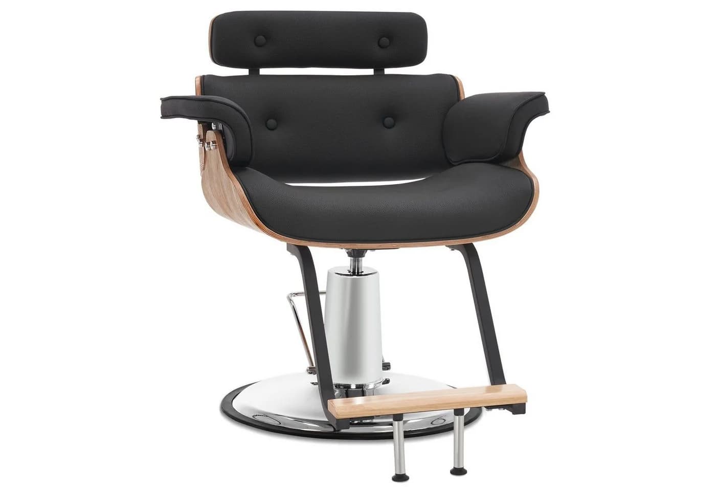 Barberpub Friseurstuhl Retro Kunstleder Höhenverstellbar Schwarz - Bild 2