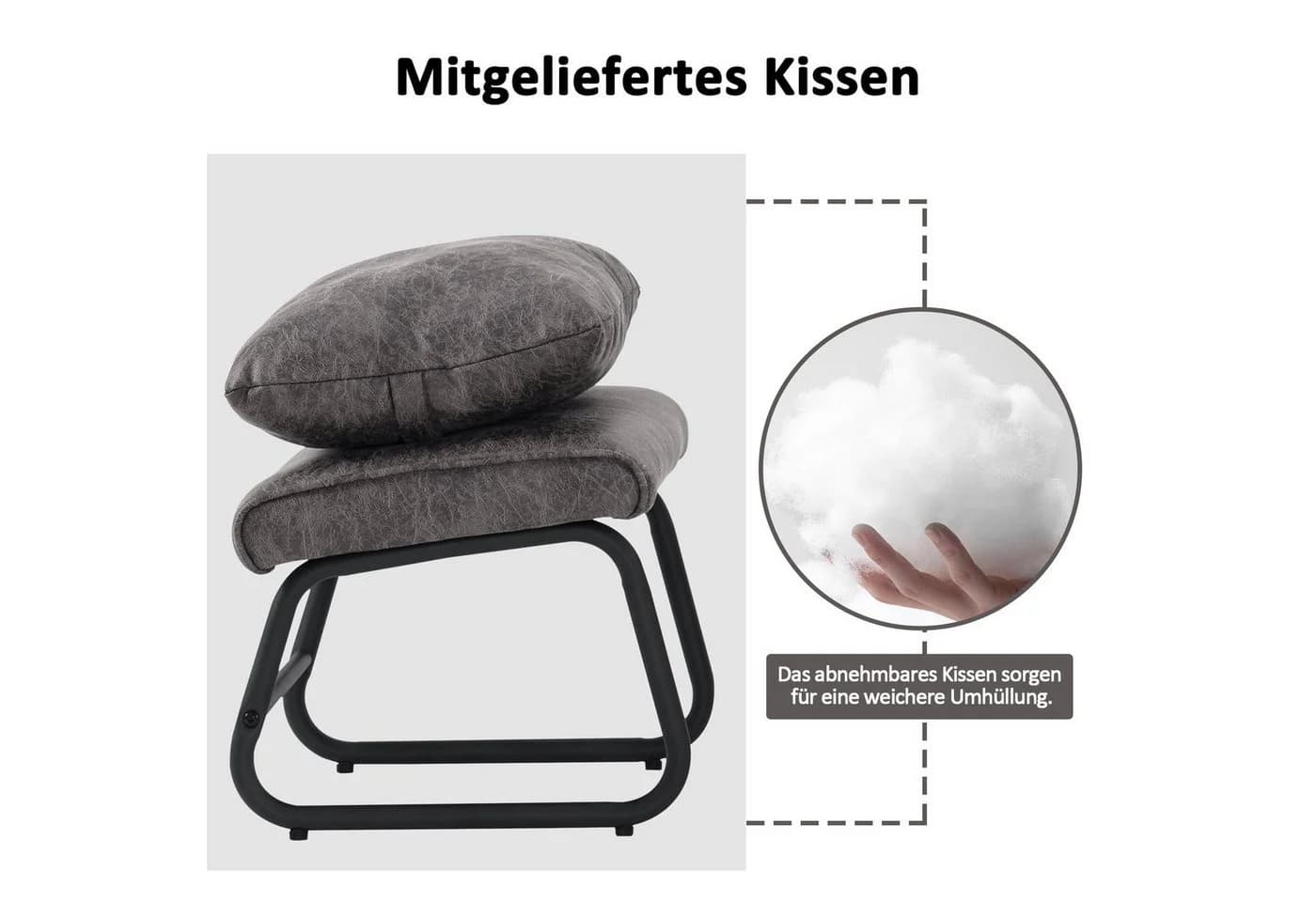 MCombo Relaxsessel Retro mit Hocker Mikrofaser Grau/Braun