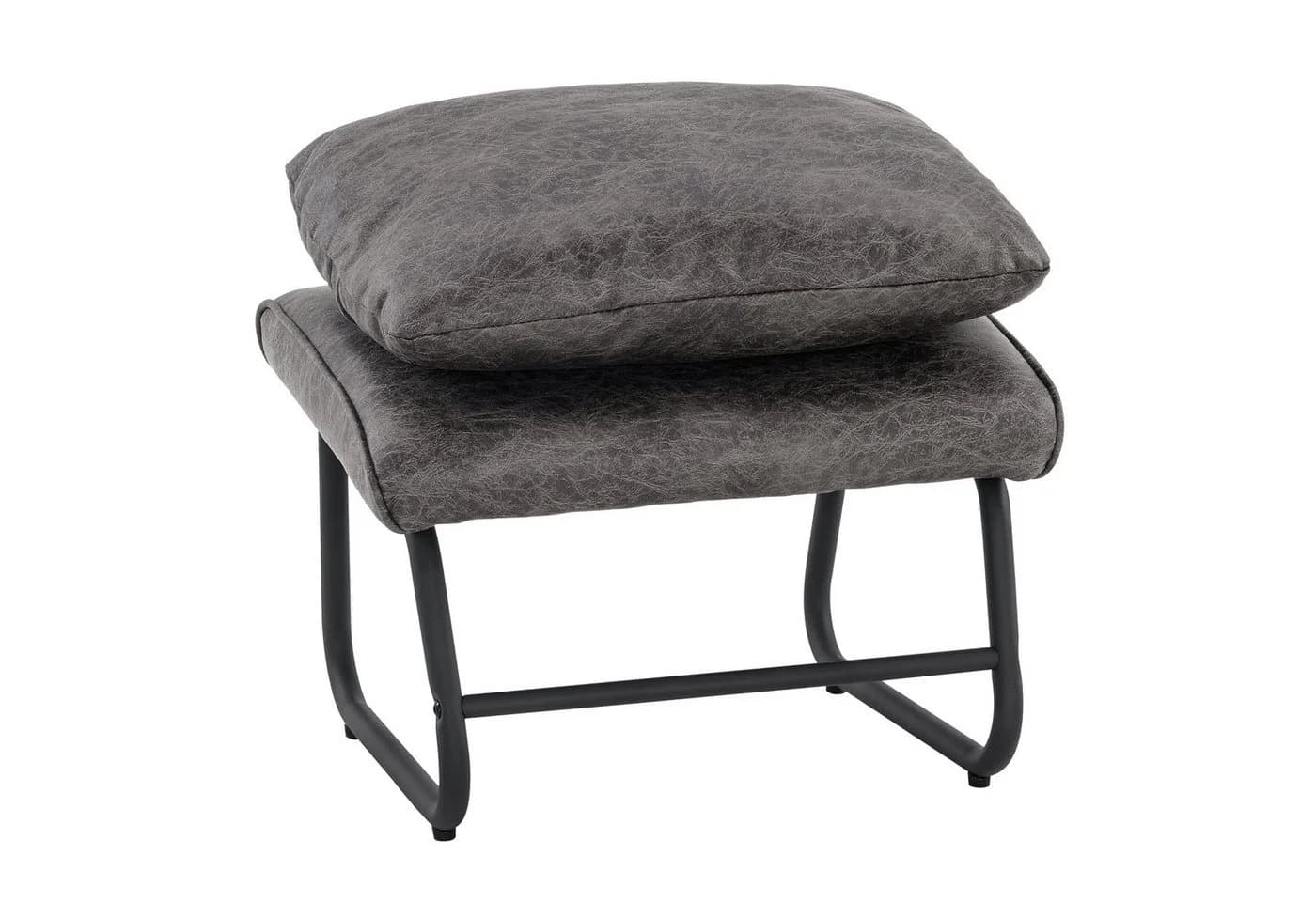 MCombo Relaxsessel Retro mit Hocker Mikrofaser Grau/Braun - Bild 2