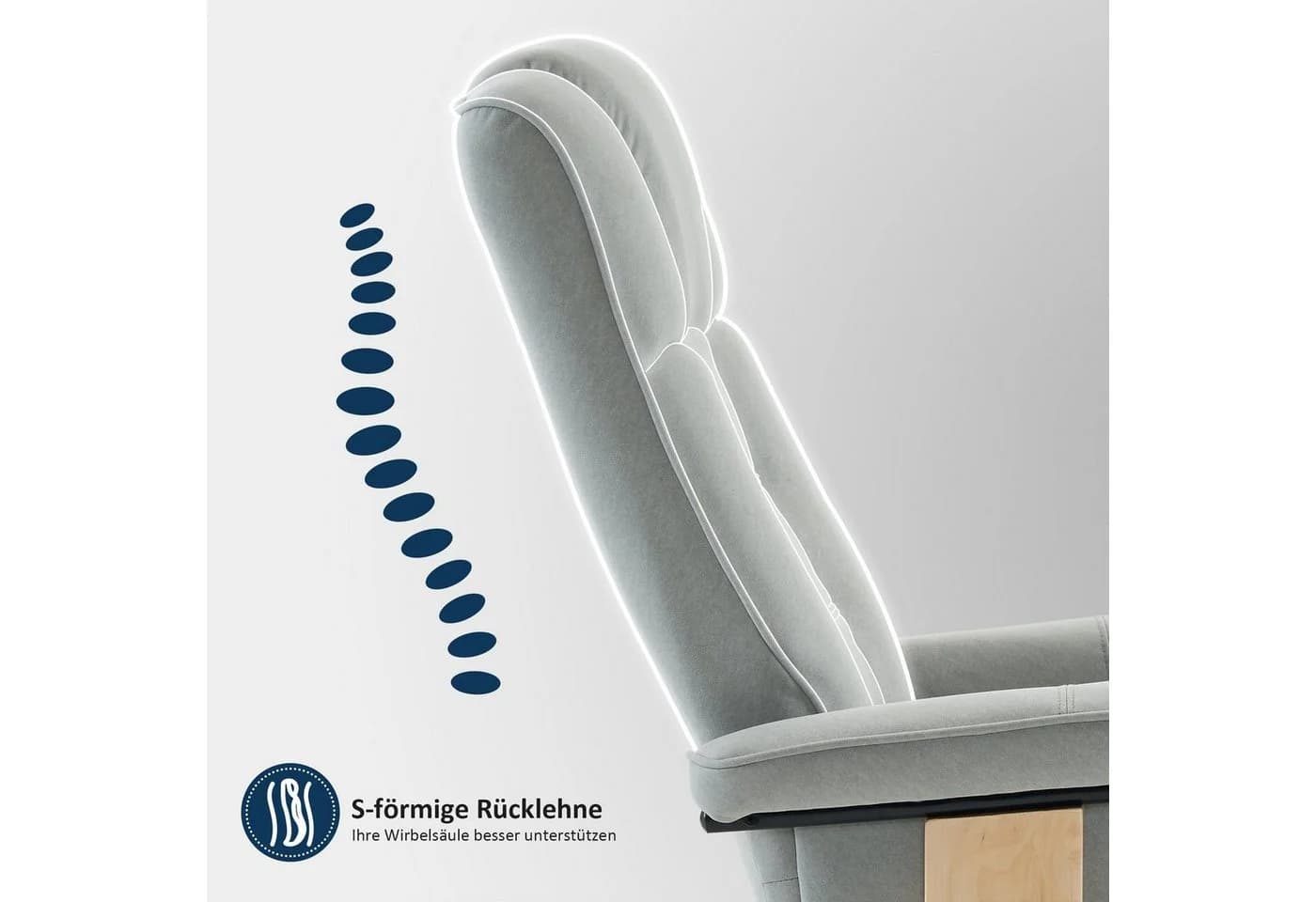 MCombo TV-Sessel M mit Hocker und Relaxfunktion Grau - Bild 4