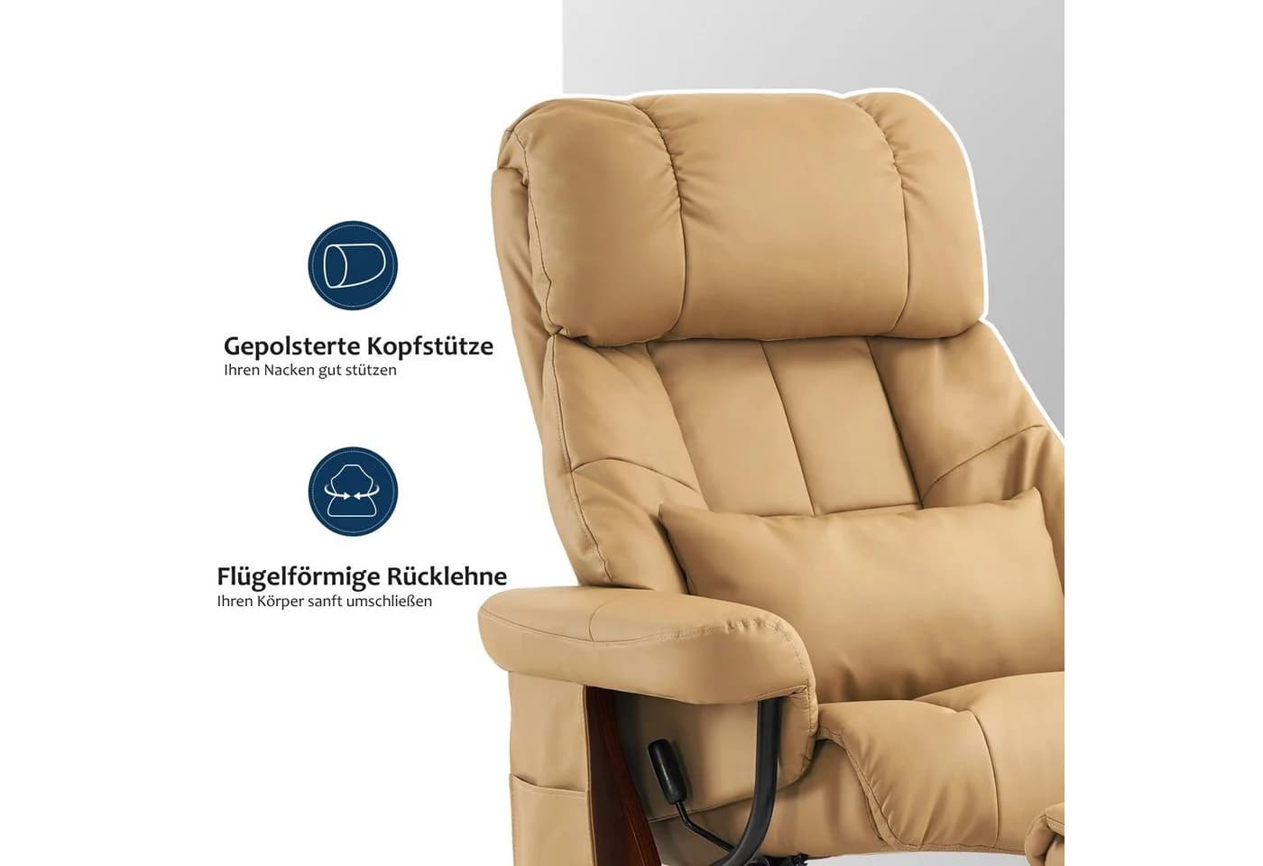 MCombo Relaxsessel 9068 mit Hocker 360° drehbar Liegefunktion - Bild 4