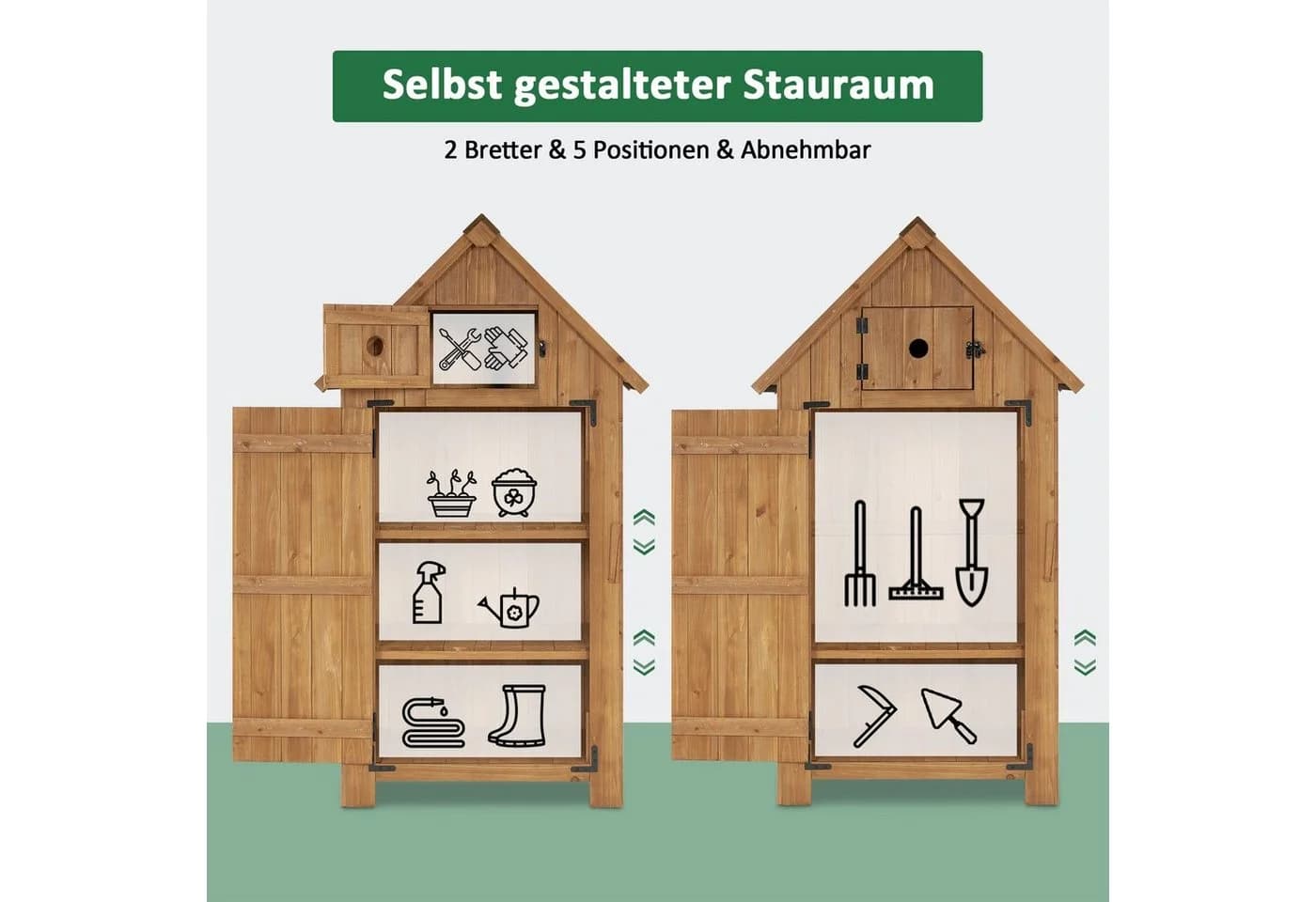 MCombo Gartenschrank Holz Wetterfest Gerätehaus - Bild 5