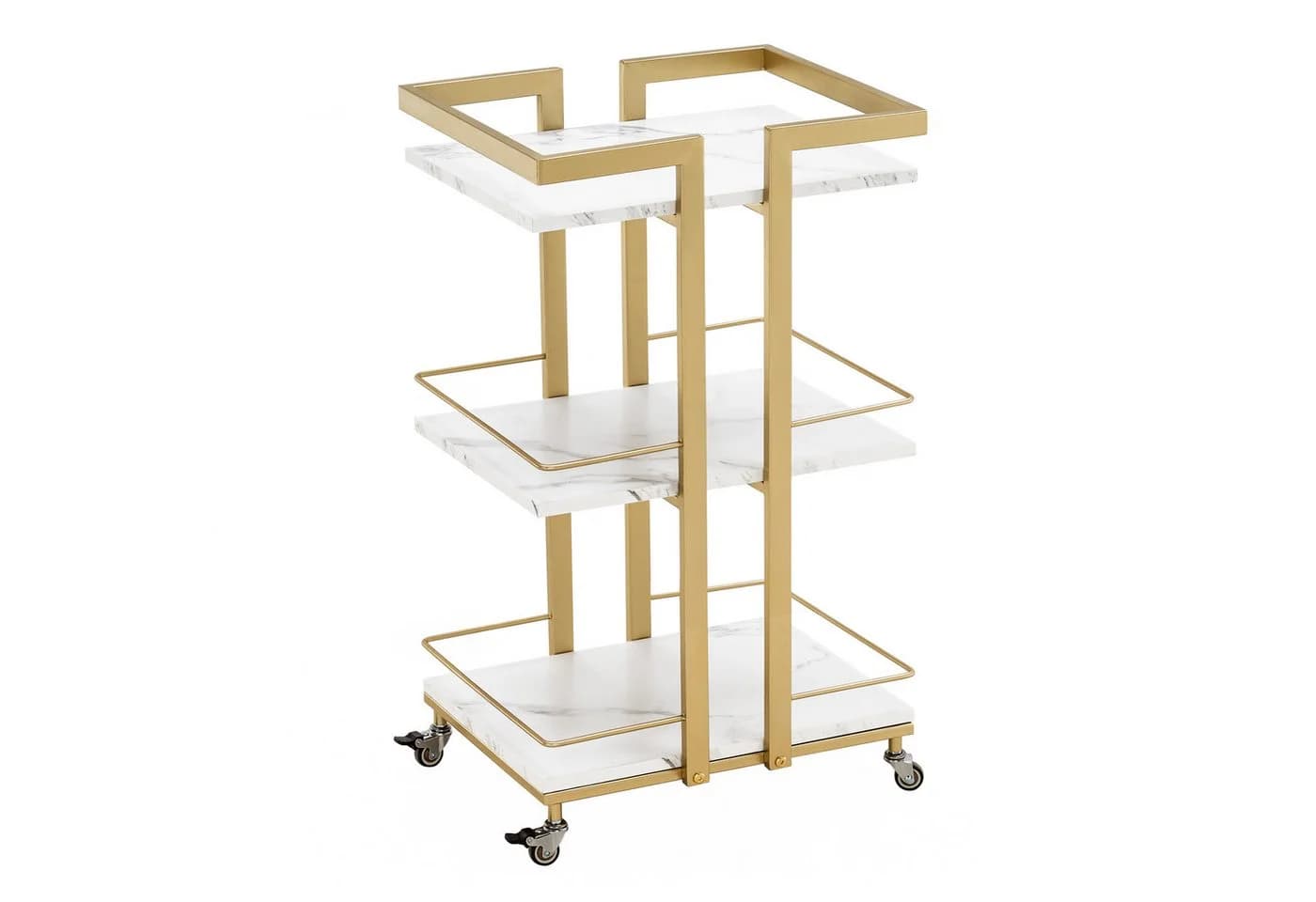 MCombo Servierwagen 3 Ebenen Gold/Schwarz/Weiß mit Rollen - Bild 2
