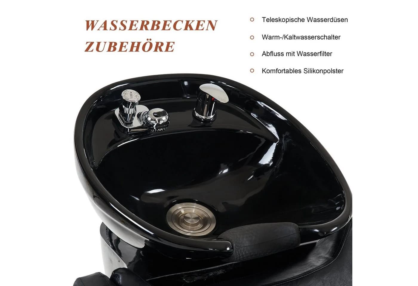 Barberpub Friseur Waschplatz Rückwärtswaschsessel Schwarz - Bild 4