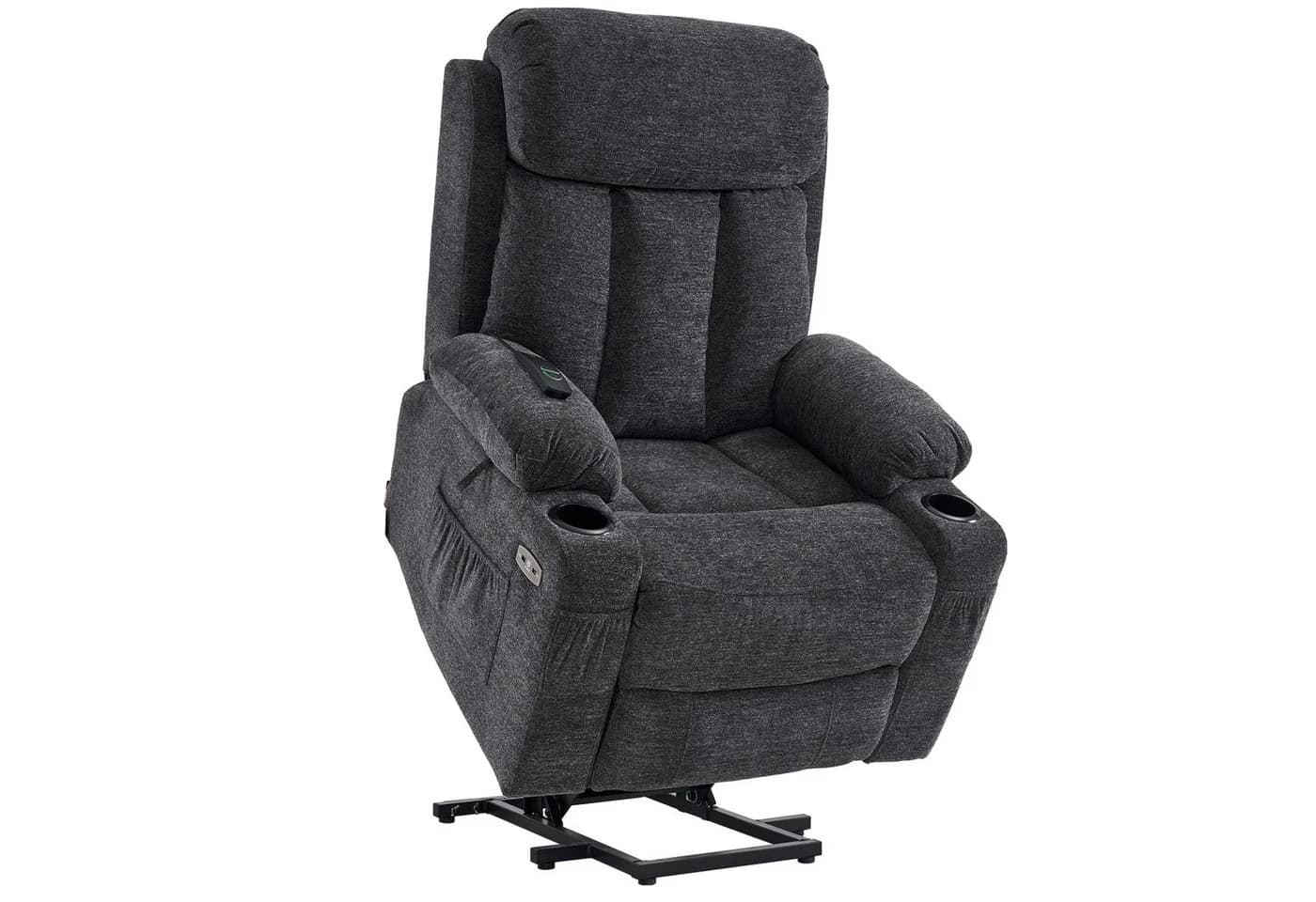 MCombo Elektrischer Relaxsessel mit Aufstehhilfe, Schwarz, Leder - Bild 2