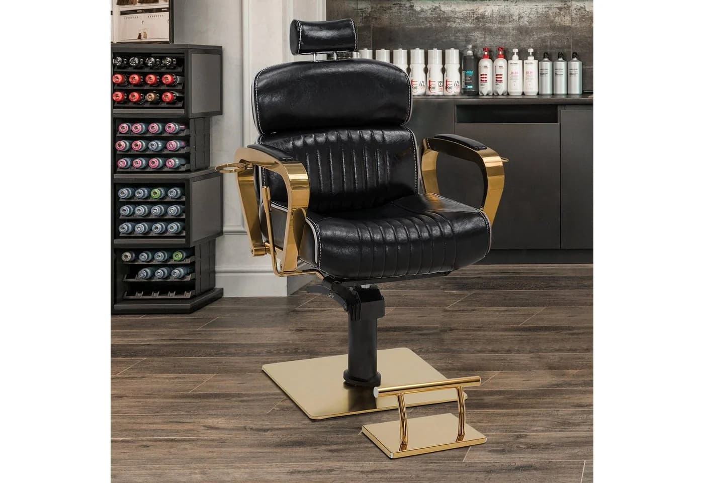Barberpub Fußstütze Edelstahl Silber/Gold Mobile Fußpedal FT001