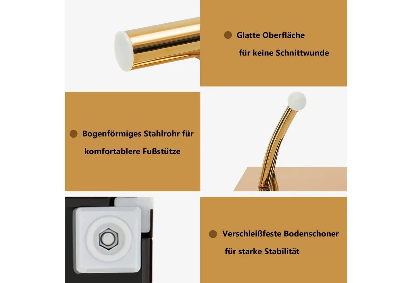 Barberpub Fußstütze Edelstahl Silber/Gold Mobile Fußpedal FT001 - Bild 5