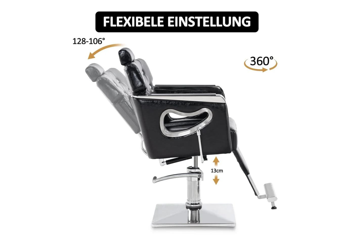 Barberpub Friseurstuhl 8132 Schwarz Kunstleder Hydraulik Kopfstütze