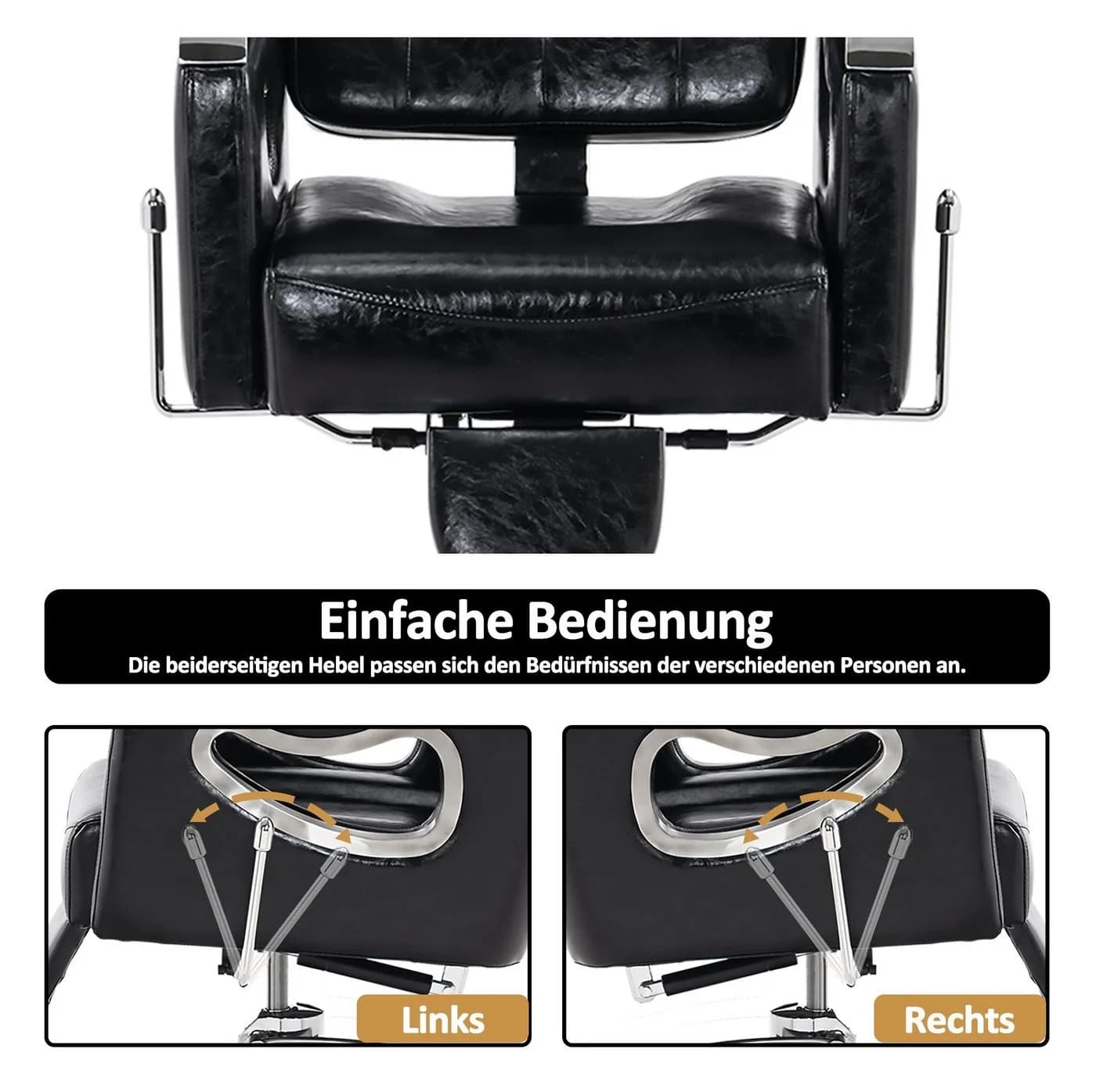 Barberpub Friseurstuhl 8132 Schwarz Kunstleder Hydraulik Kopfstütze - Bild 3
