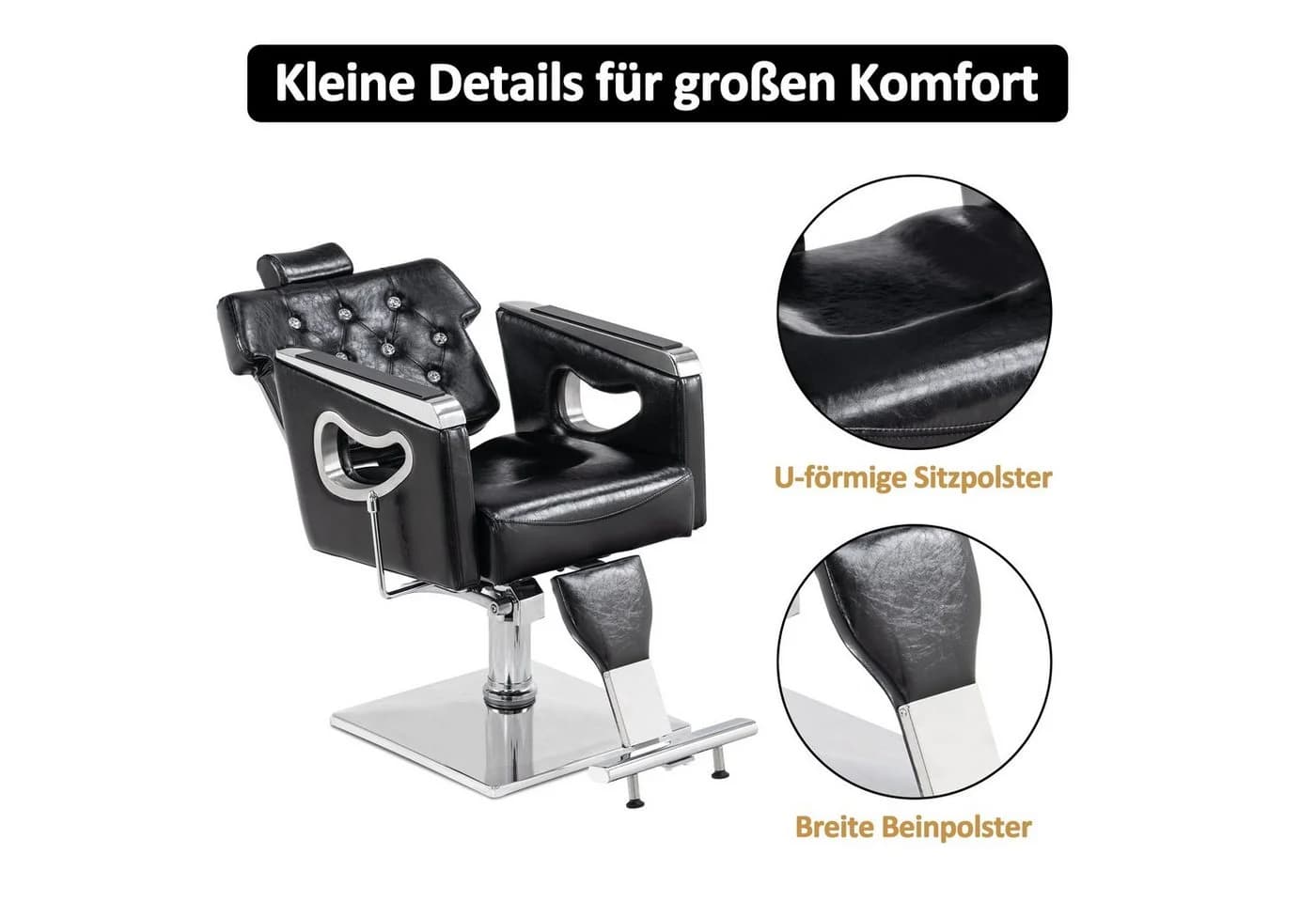 Barberpub Friseurstuhl 8132 Schwarz Kunstleder Hydraulik Kopfstütze - Bild 5